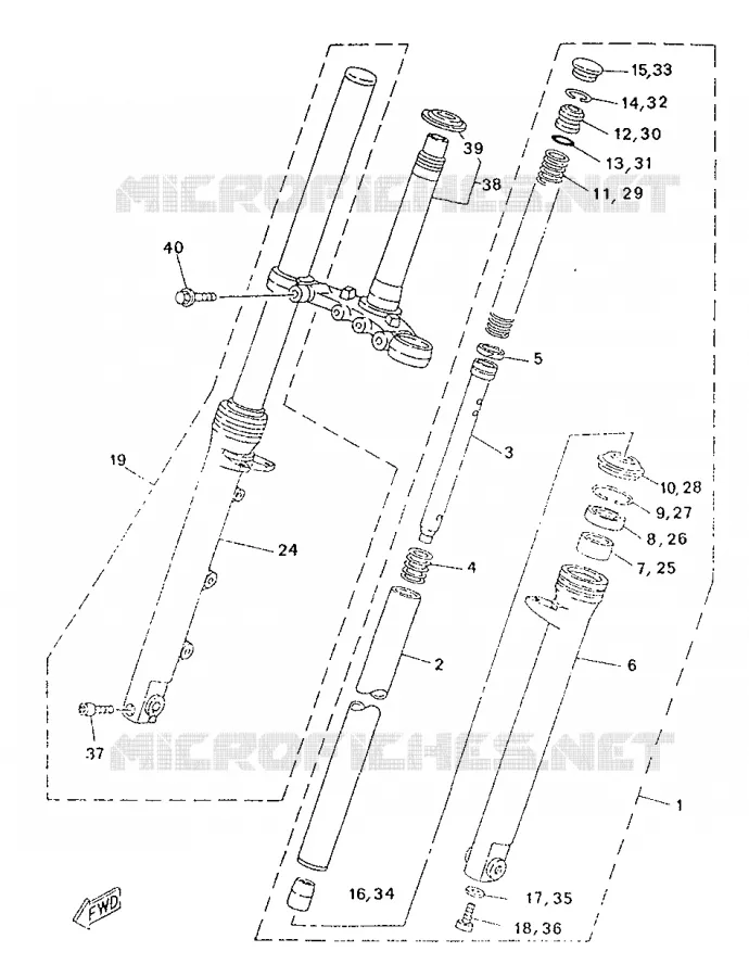 FRONT FORK Yamaha MOTO 50 1996 TZR  TZR50