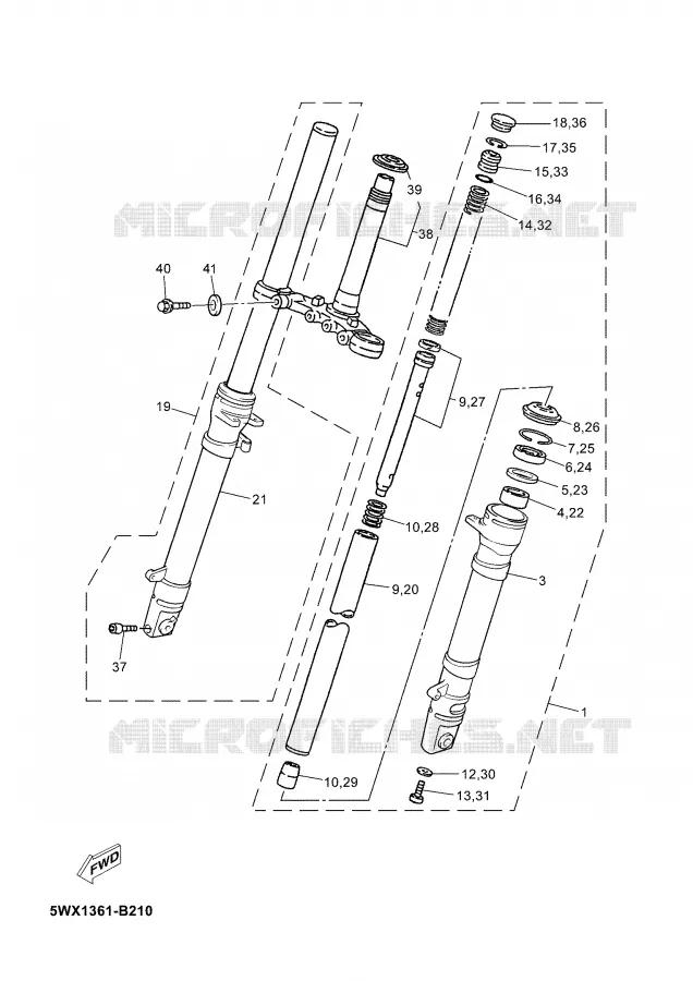 FRONT FORK Yamaha MOTO 50 2005 TZR  TZR50