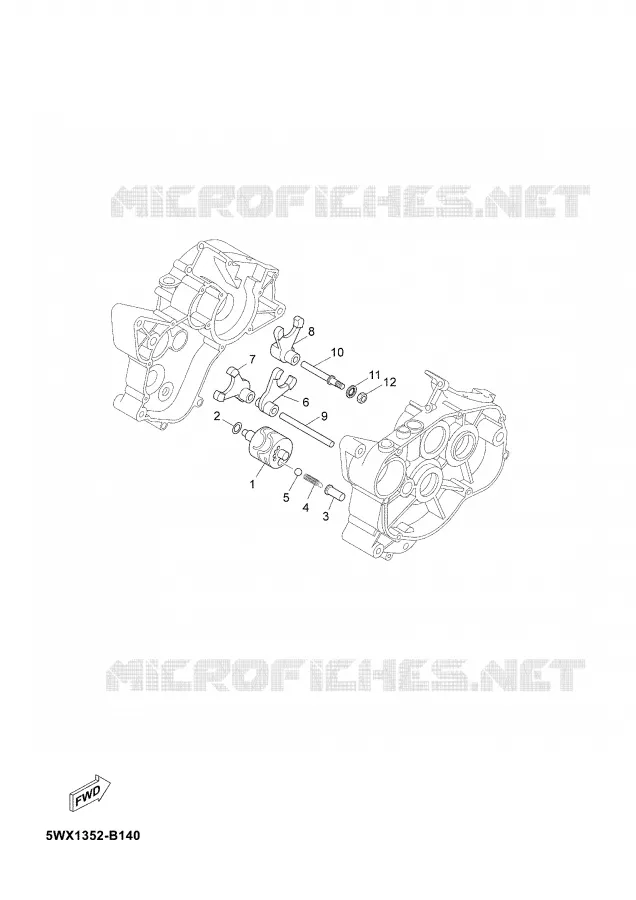 GEAR SHIFT SELECTOR DRUM / FORK Yamaha MOTO 50 2006 TZR  TZR50