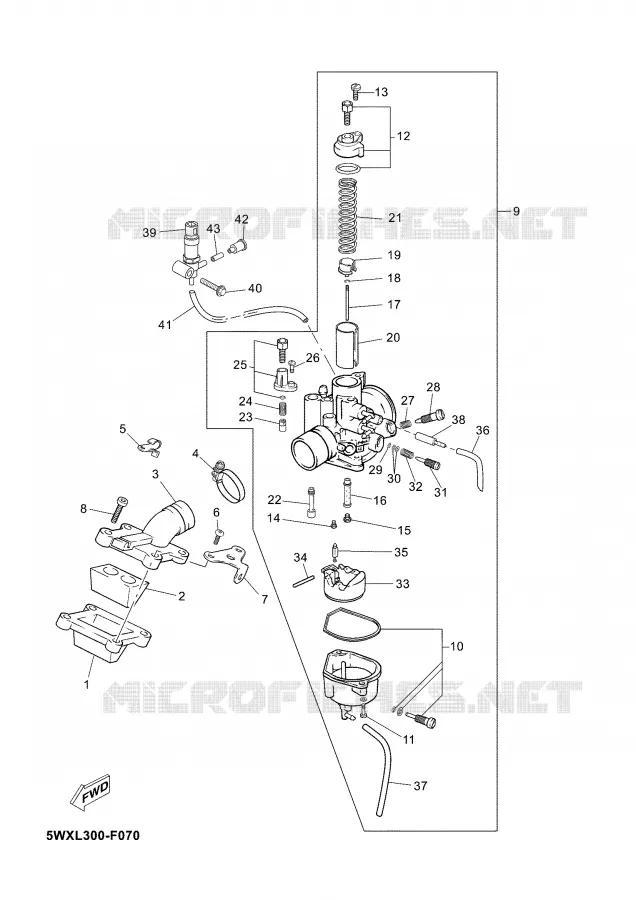 CARBURETOR Yamaha MOTO 50 2007 TZR  TZR50