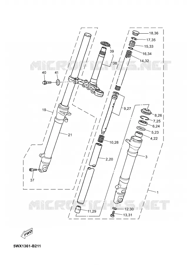 FRONT FORK Yamaha MOTO 50 2007 TZR  TZR50