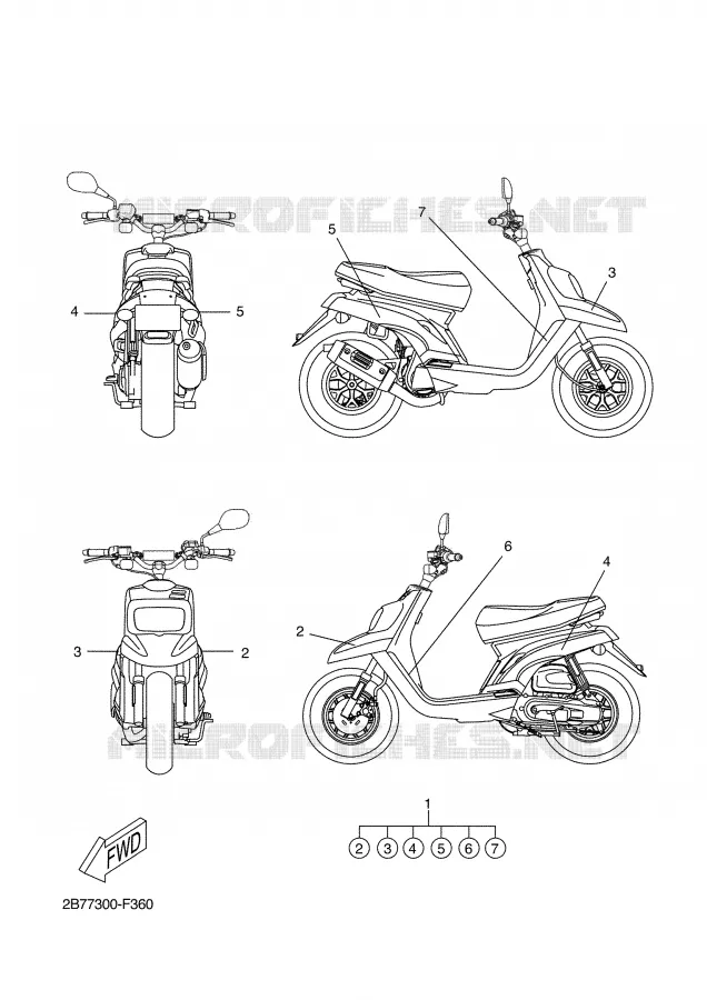 STICKER Yamaha SCOOTER 50 2007 BW'S  CW50N