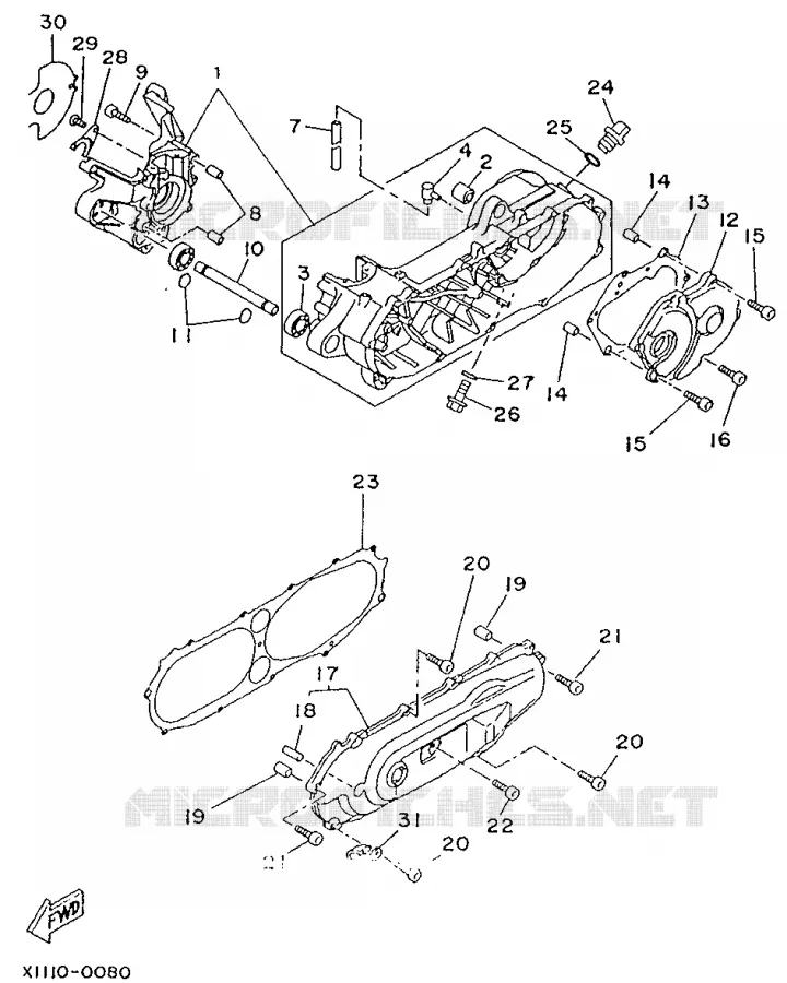 CRANKCASE Yamaha SCOOTER 50 1995 BOOSTER  CW50R