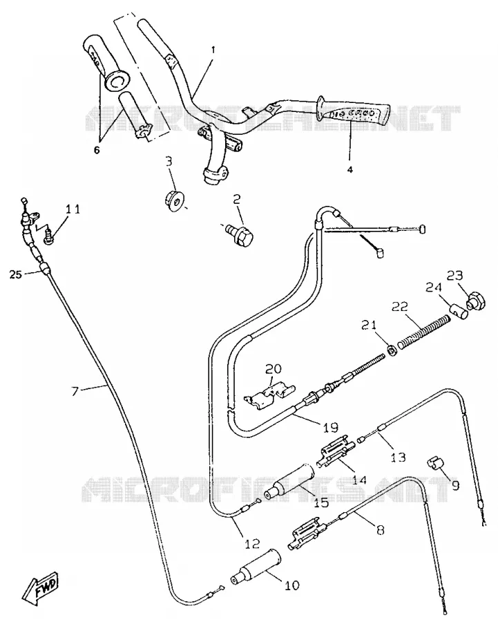 HANDLEBAR & CABLES Yamaha SCOOTER 50 1995 BOOSTER  CW50RS