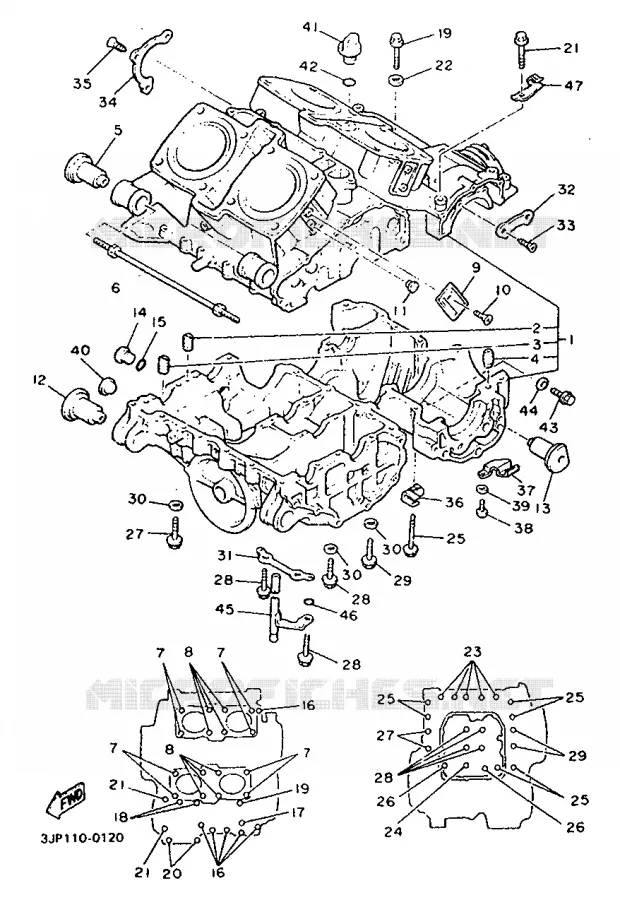 CRANKCASE Yamaha MOTO 1200 1999 VMAX  VMX12
