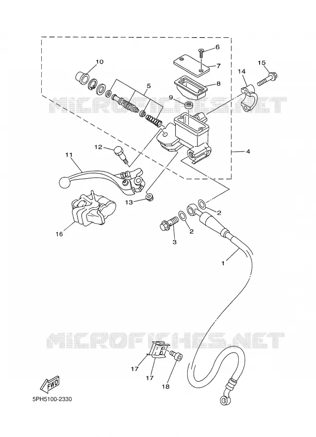 FRONT MASTER CYLINDER Yamaha MOTO 250 2002 WRF  WR250F