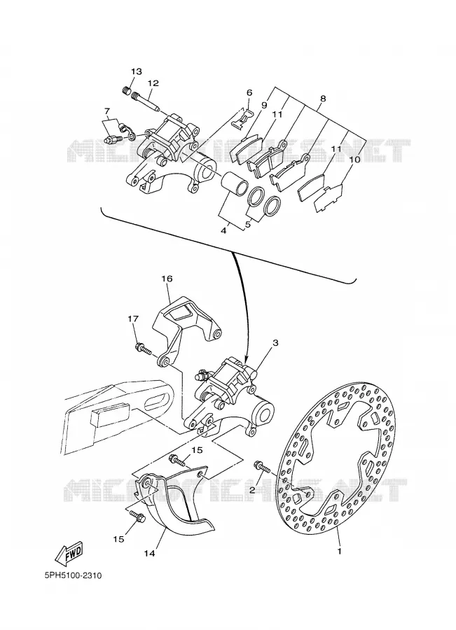 REAR BRAKE CALIPER Yamaha MOTO 250 2002 WRF  WR250F