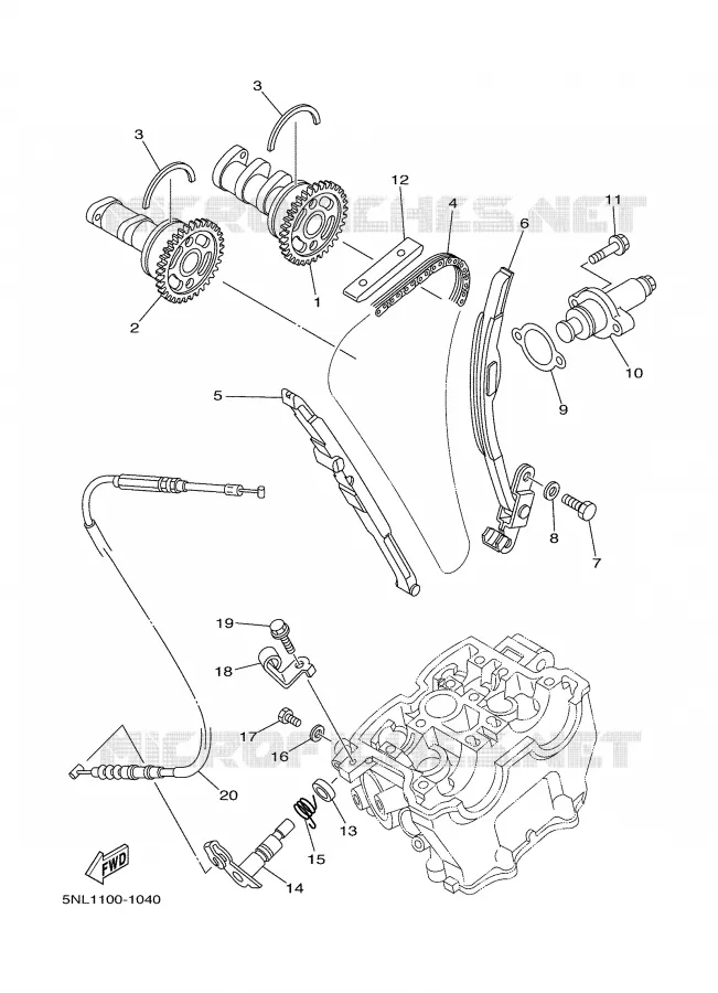 CAMSHAFT / TIMING CHAIN Yamaha MOTO 250 2002 WRF  WR250F