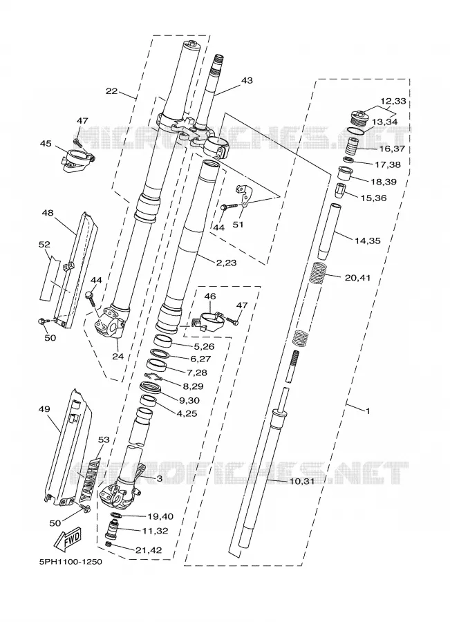 FRONT FORK Yamaha MOTO 250 2002 WRF  WR250F