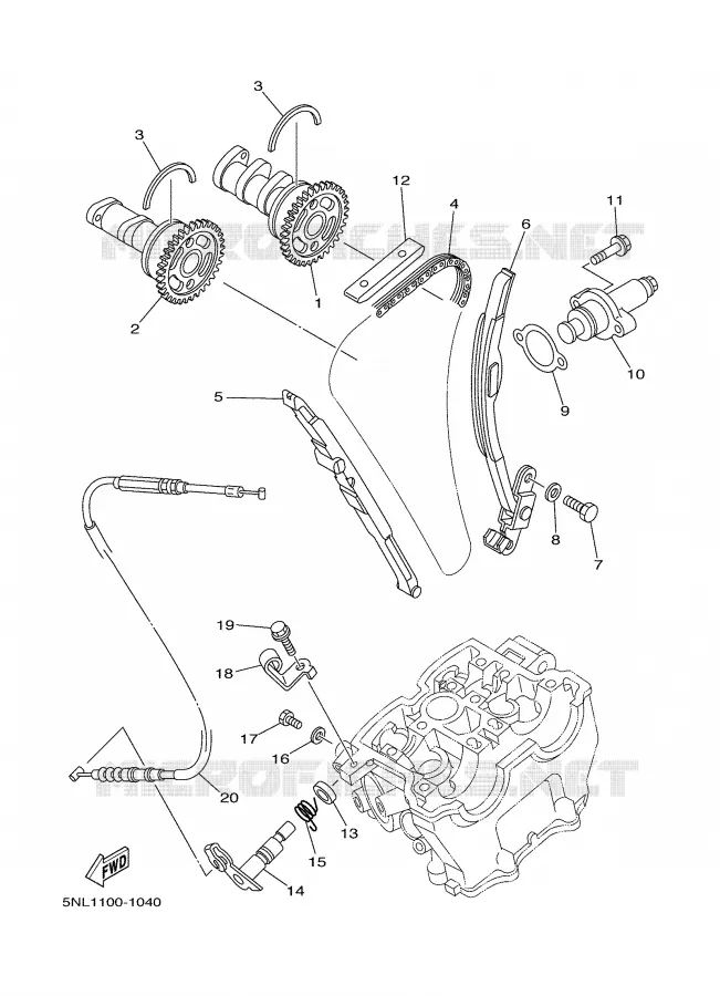 CAMSHAFT / TIMING CHAIN Yamaha MOTO 250 2002 WRF  WR250F