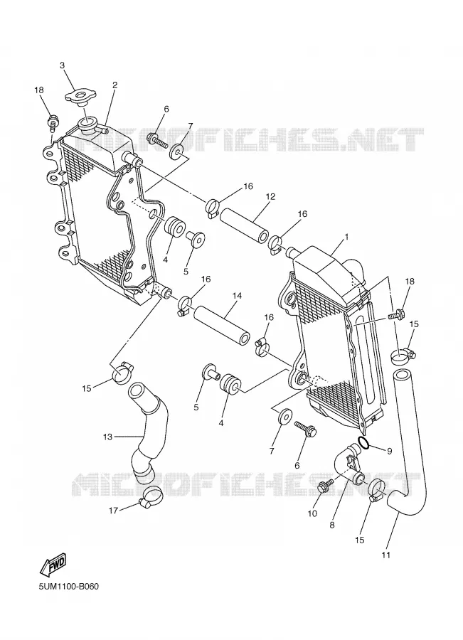 RADIATOR / HOSES Yamaha MOTO 250 2004 WRF  WR250F