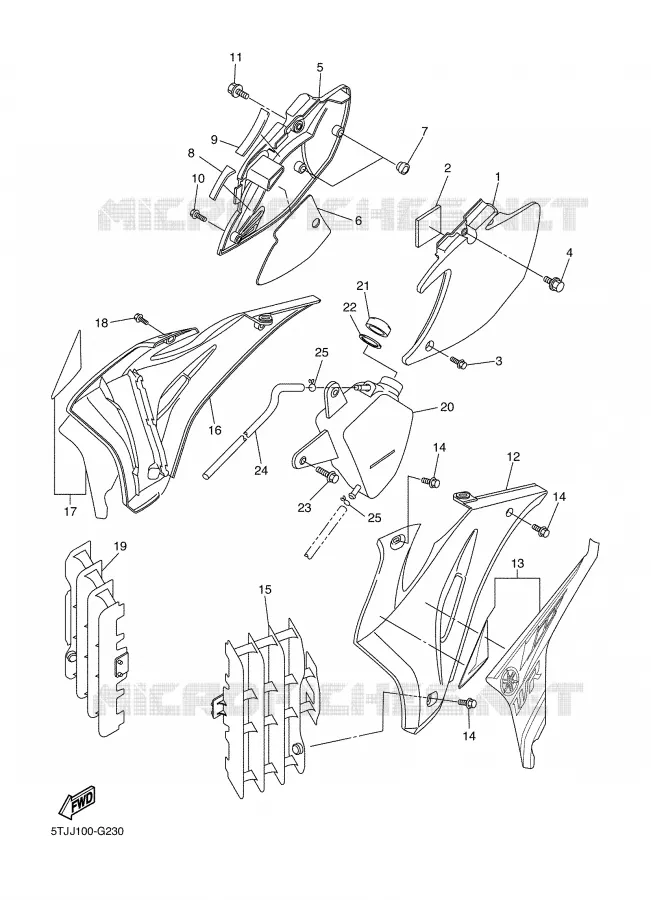 SIDE COVER Yamaha MOTO 250 2008 WRF  WR250F