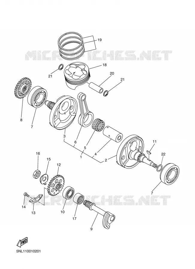 CRANKSHAFT / PISTON Yamaha MOTO 250 2003 WRF  WR250FR
