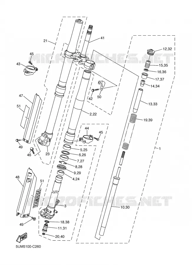 FRONT FORK Yamaha MOTO 250 2004 WRF  WR250FS
