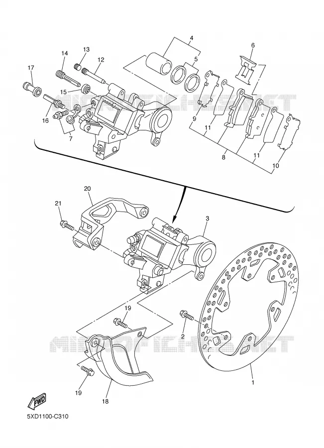 REAR BRAKE CALIPER Yamaha MOTO 250 2004 WRF  WR250FS