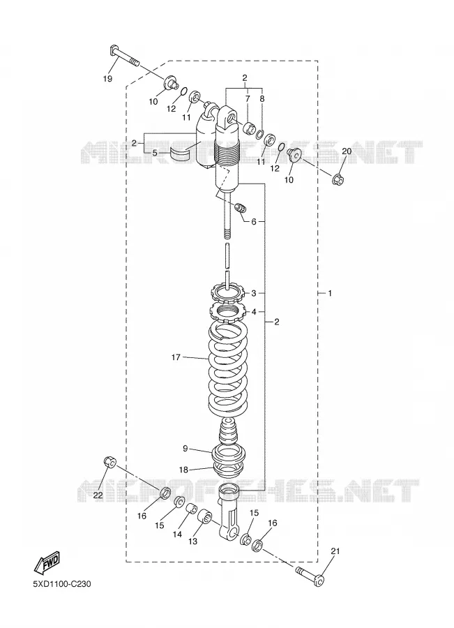 REAR SHOCK ABSORBER Yamaha MOTO 250 2005 WRF  WR250FT