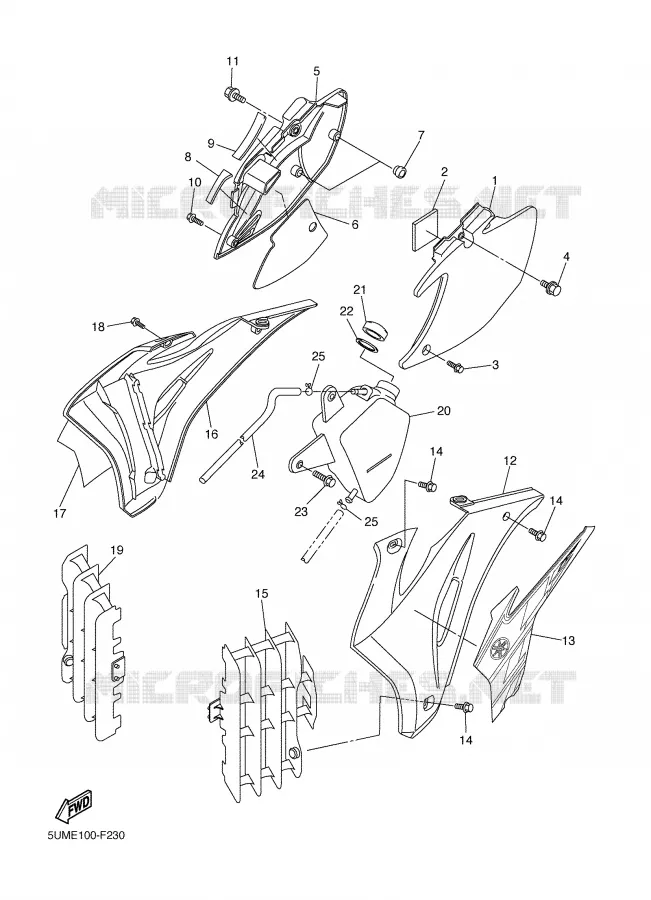 SIDE COVER Yamaha MOTO 250 2007 WRF  WR250FW