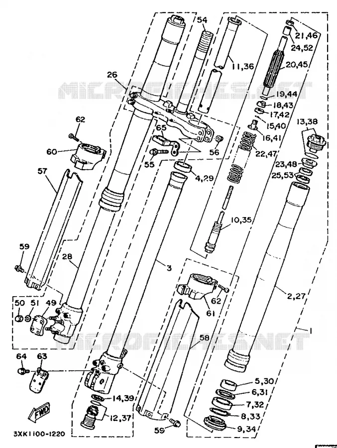 FRONT FORK Yamaha MOTO 250 1991 WRZ  WR250Z