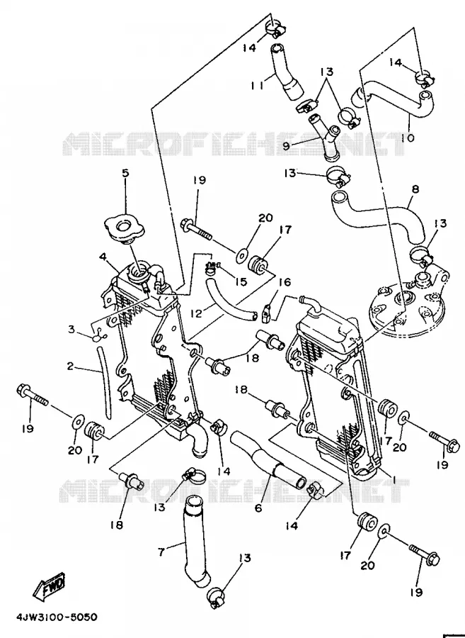 RADIATOR / HOSES Yamaha MOTO 250 1996 WRZ  WR250Z