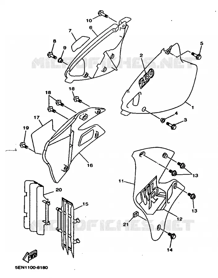 SIDE COVER Yamaha MOTO 250 1998 WRZ  WR250Z