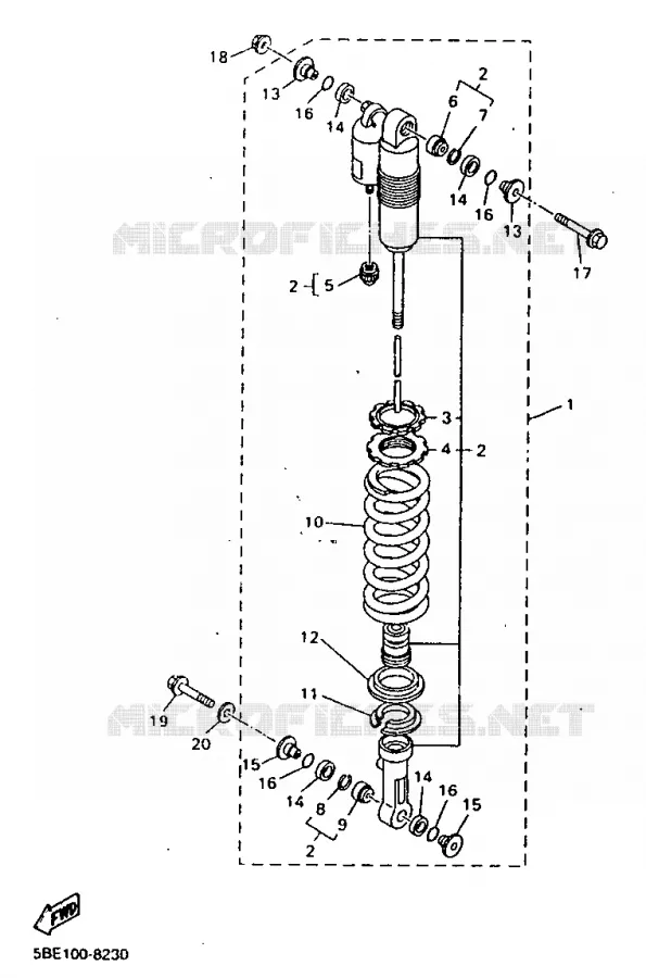 REAR SHOCK ABSORBER Yamaha MOTO 400 1998 WRF  WR400F