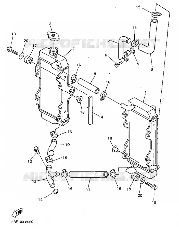 RADIATOR / HOSES Yamaha MOTO 400 1998 WRF  WR400F