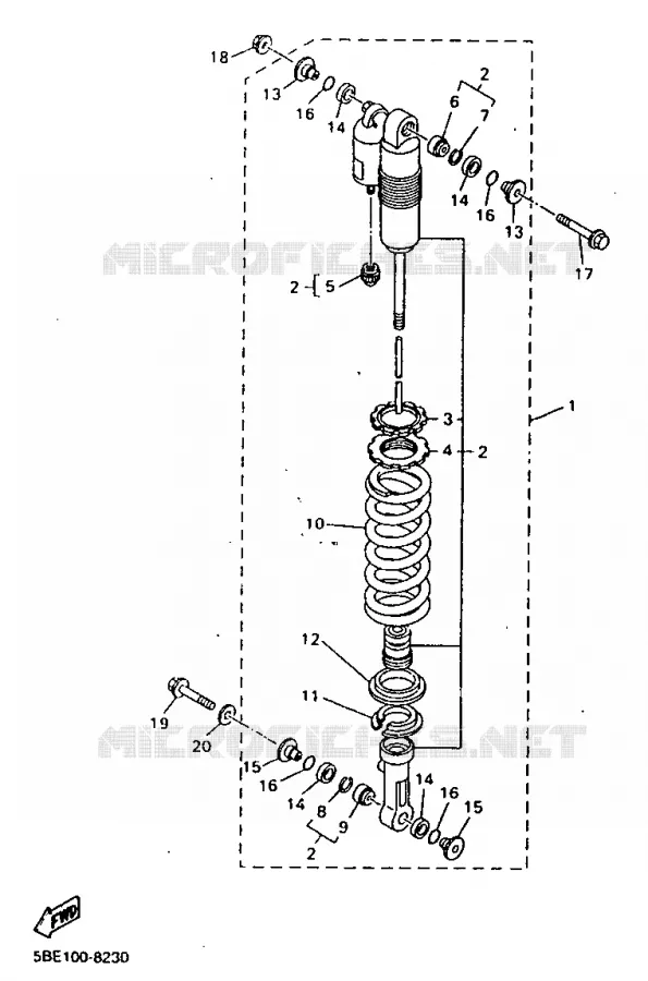REAR SHOCK ABSORBER Yamaha MOTO 400 1998 WRF  WR400F