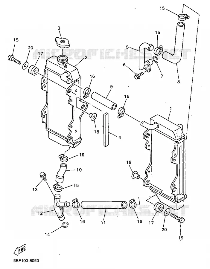 RADIATOR / HOSES Yamaha MOTO 400 1998 WRF  WR400F