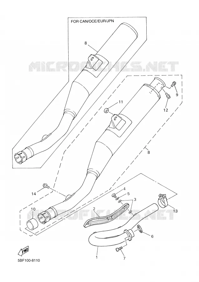 EXHAUST Yamaha MOTO 400 1999 WRF  WR400F