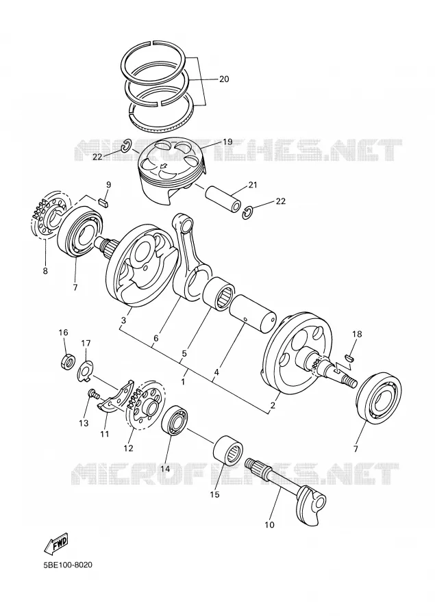 CRANKSHAFT / PISTON Yamaha MOTO 400 1999 WRF  WR400F