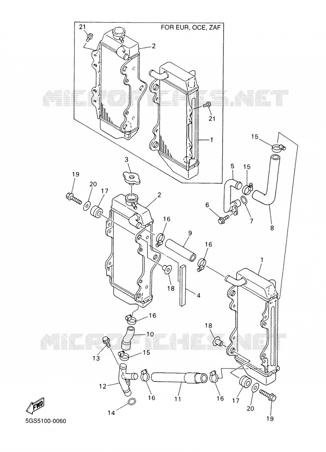 RADIATOR / HOSES Yamaha MOTO 400 2000 WRF  WR400F