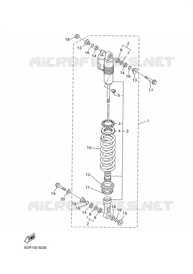 REAR SHOCK ABSORBER Yamaha MOTO 400 2000 WRF  WR400F
