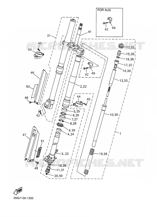 FRONT FORK Yamaha MOTO 400 2001 WRF  WR400F