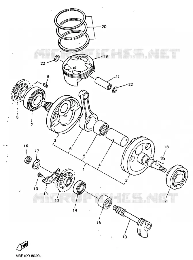 CRANKSHAFT / PISTON Yamaha MOTO 400 1998 WRF  WR400FK