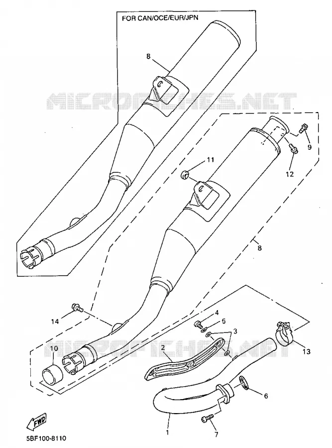 EXHAUST Yamaha MOTO 400 1999 WRF  WR400FL
