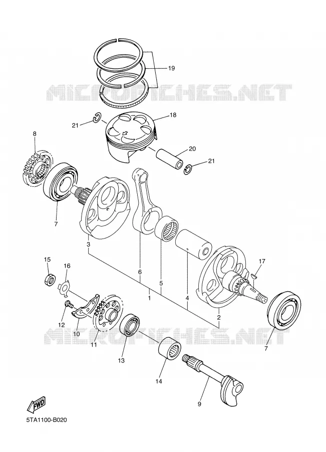 CRANKSHAFT / PISTON Yamaha MOTO 450 2004 WRF  WR450F