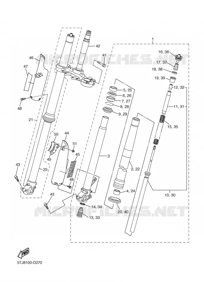 FRONT FORK Yamaha MOTO 450 2005 WRF  WR450F