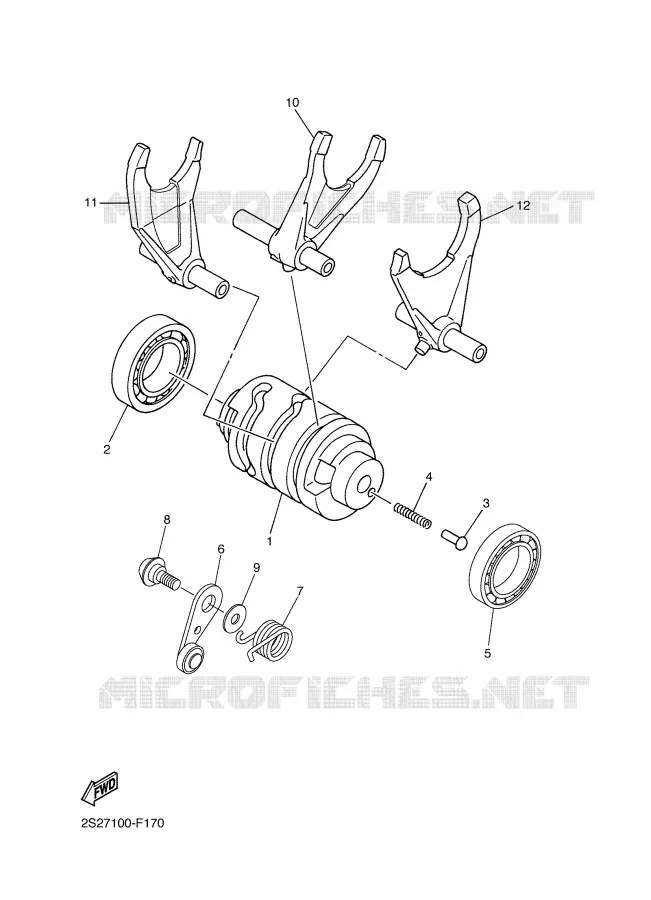 GEAR SHIFT SELECTOR DRUM / FORK Yamaha MOTO 450 2007 WRF  WR450F