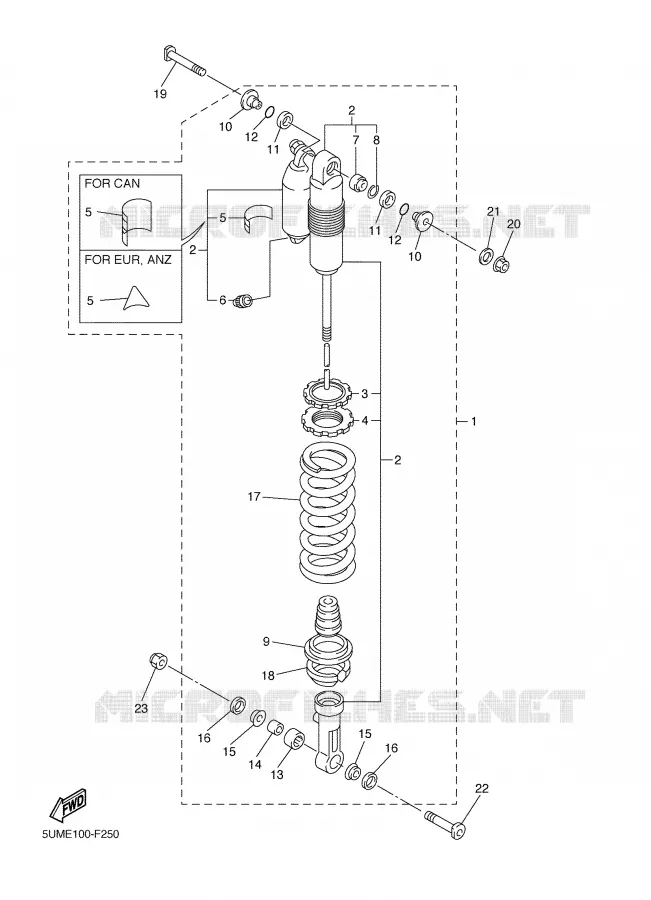 REAR SHOCK ABSORBER Yamaha MOTO 450 2007 WRF  WR450F