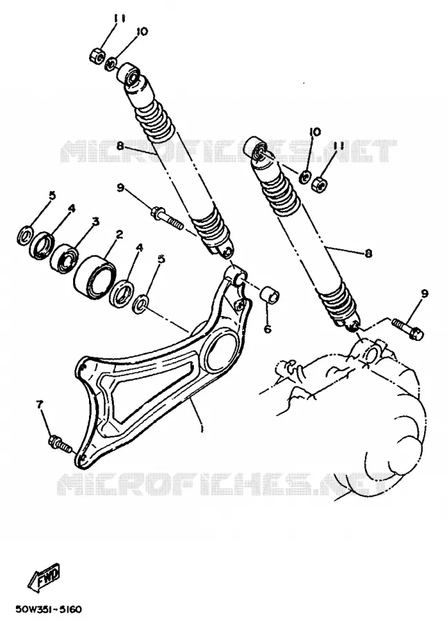 SWINGARM / SHOCK ABSORBER Yamaha SCOOTER 125 1990 BELUGA  XC125