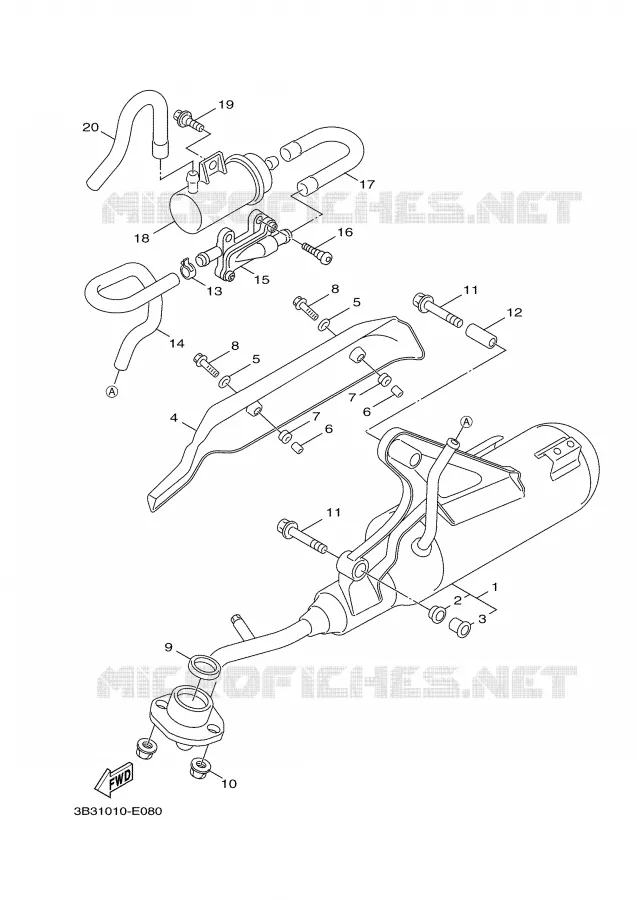 EXHAUST Yamaha SCOOTER 50 2007 GIGGLE  XF50