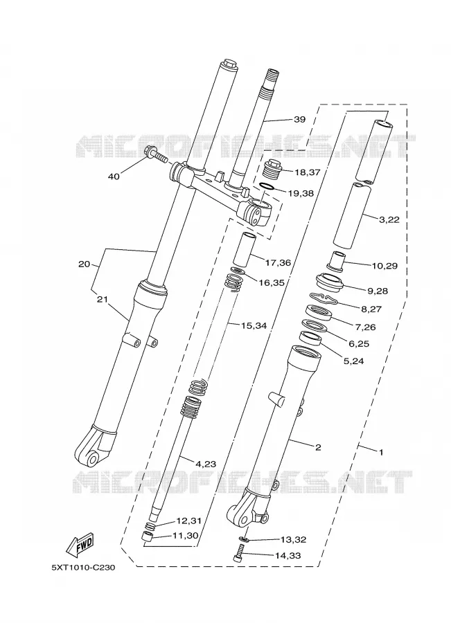 FRONT FORK Yamaha MOTO 250 2005 TRICKER  XG250