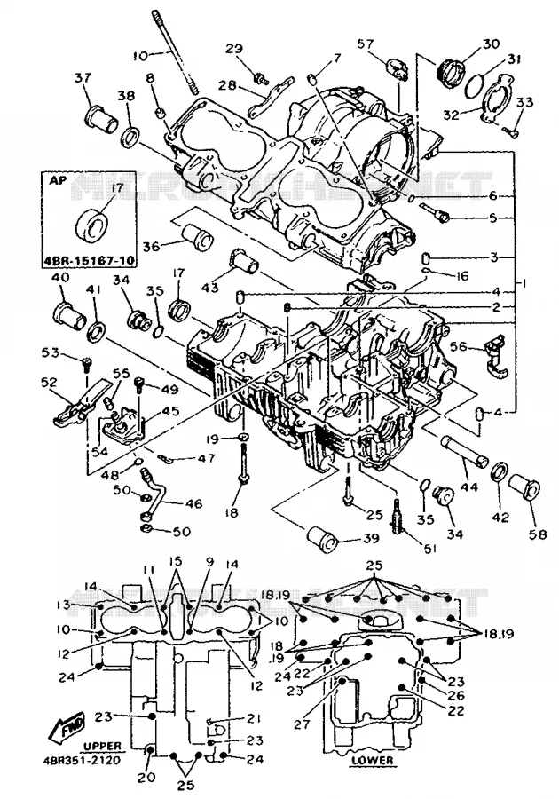 CRANKCASE Yamaha MOTO 600 1992 XJS DIVERSION  XJ600S