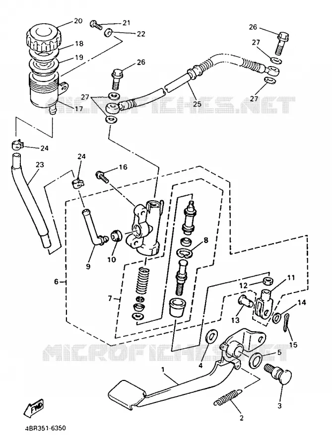 REAR BRAKE MASTER CYLINDER Yamaha MOTO 600 1998 XJS DIVERSION  XJ600S