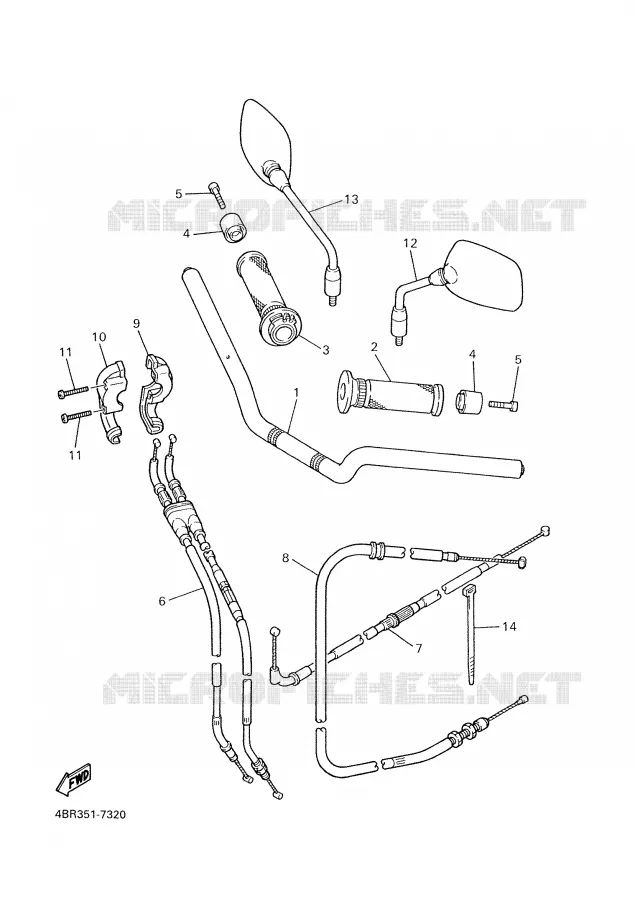 HANDLEBAR & CABLES Yamaha MOTO 600 2000 XJS DIVERSION  XJ600S