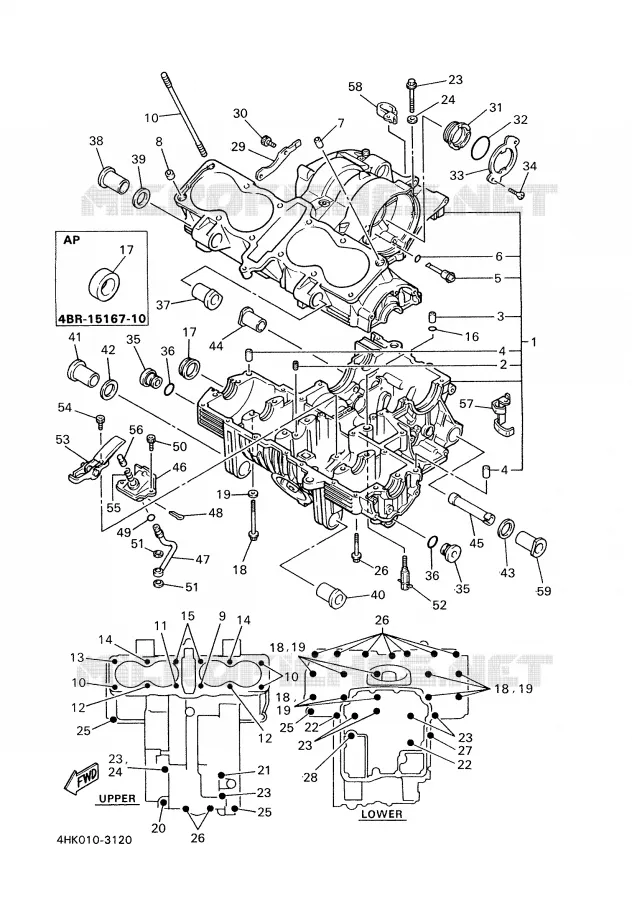 CRANKCASE Yamaha MOTO 600 1997 XJS DIVERSION  XJ600S
