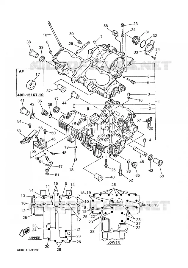 CRANKCASE Yamaha MOTO 600 1997 XJS DIVERSION  XJ600S