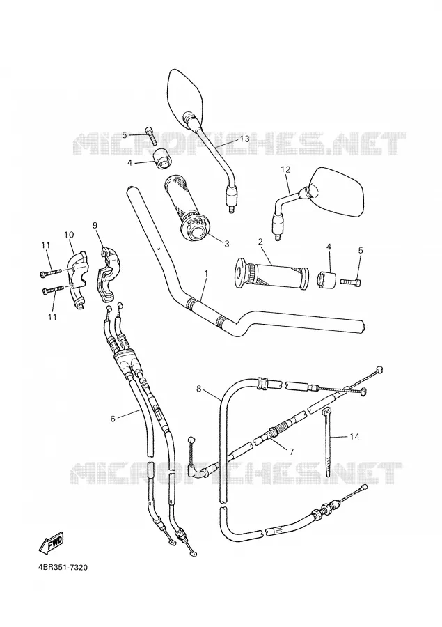 HANDLEBAR & CABLES Yamaha MOTO 600 1997 XJS DIVERSION  XJ600S
