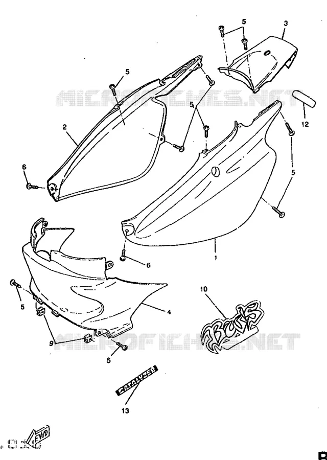 SIDE COVER Yamaha SCOOTER 50 1998 BOOSTER  CW50RS