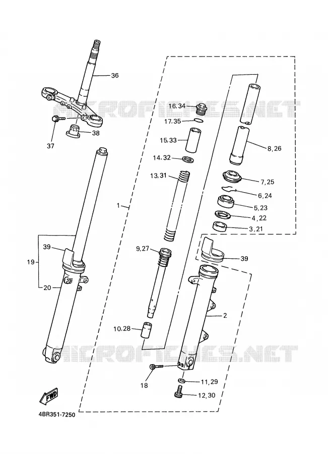 FRONT FORK Yamaha MOTO 600 1997 XJS DIVERSION  XJ600S'97
